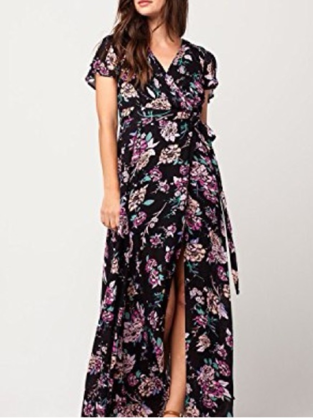 Patrons of Peace Black Floral Maxi Dress Medium